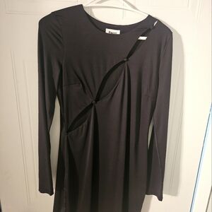 Princess Polly Black Sheath Dress Long Sleeve Crew Neck